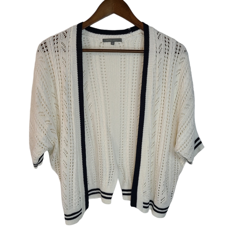 RETRO-ology Open Knit White Cardigan Small